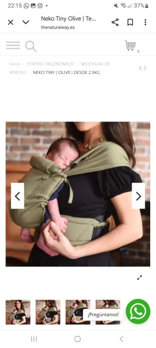 Mochila portabebé Neko Tiny Verde Oliva