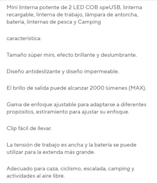 Linterna LED USB Recargable