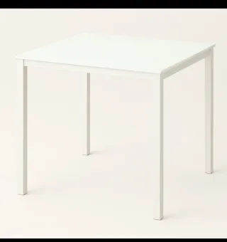 Mesa cuadrada de cristal blanca de Aluminio