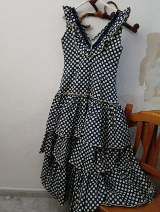 Vestido Flamenco Lunares Azul Talla Única