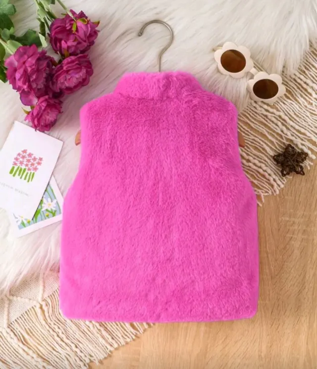 Giubbotto rosa per bambina con pelo sintetico