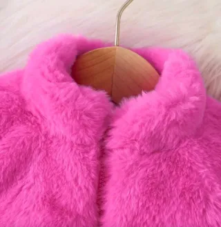 Chaleco niña rosa pelo sintético