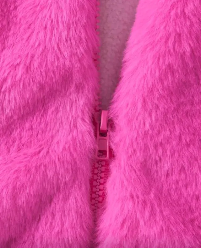 Giubbotto rosa per bambina con pelo sintetico