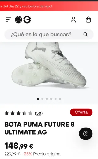 Botas de fútbol N°40 Puma Future blancas y rojas F