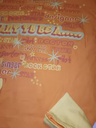 Felpa bambina arancione con colletto giallo