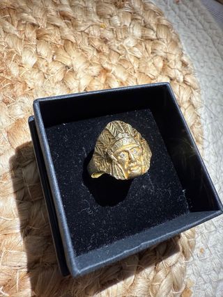 Anillo Oro 18k Cabeza Indio circonitas