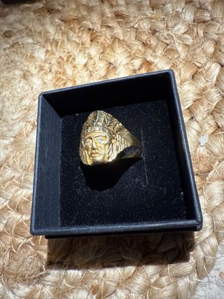 Anillo Oro 18k Cabeza Indio circonitas