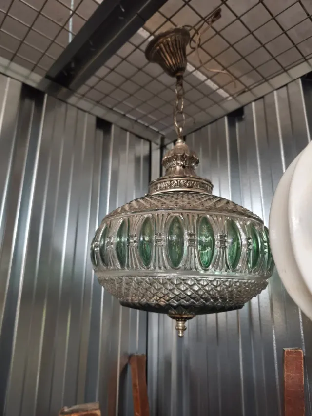 Lampadario Vintage in Cristallo Verde