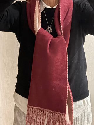 Bufanda Invierno Dos Tonos Rojo Rosa