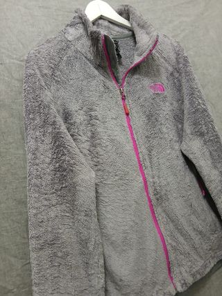 the north face pile zip woman size L grey