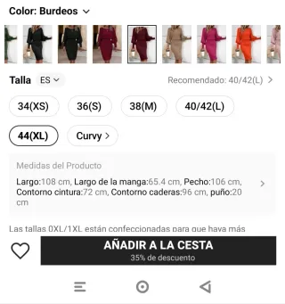 Vestido de punto burdeos.