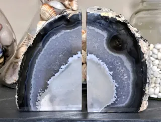 Coppia fermalibri agata naturale grezza