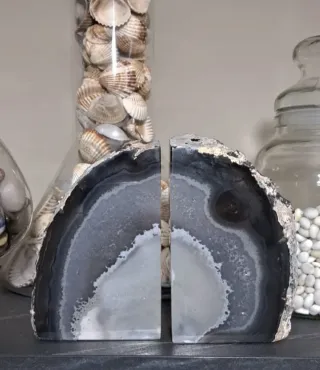 Coppia fermalibri agata naturale grezza