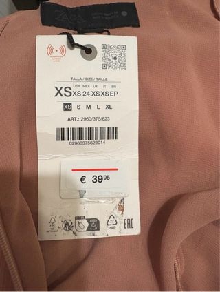Vestido Zara volantes vaporoso rosa talla XS