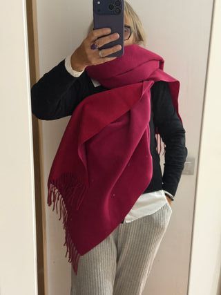 Bufanda Invierno Dos Tonos Rosa Rojo