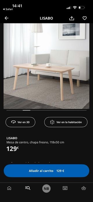 Tavolino LISABO Ikea in legno di frassino