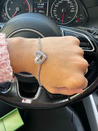 Braccialetto Cuore Doppio Zirconi Argento