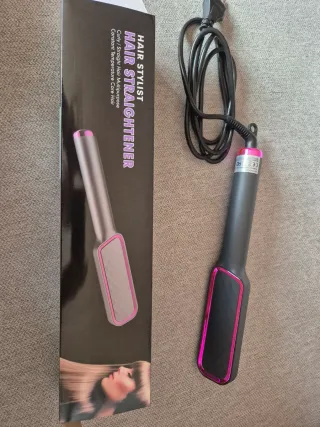 Plancha Peine Cabello Negro Rosa