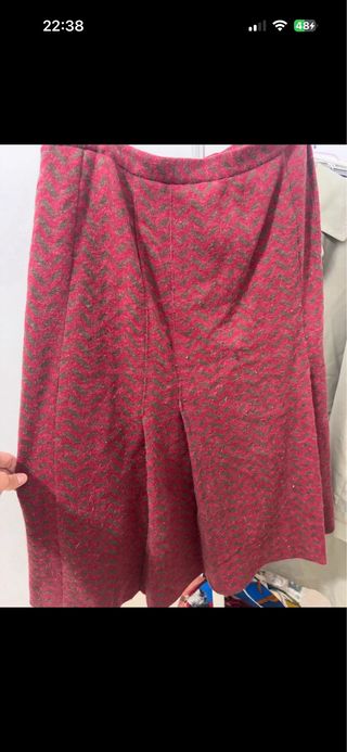 Conjunto vintage lana chaleco + falda Talla S