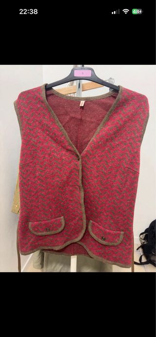 Conjunto vintage lana chaleco + falda Talla S