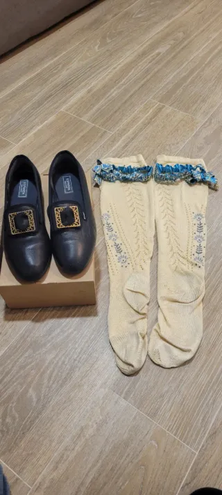 Zapatos fallero ESPARZA negros con detalle dorado