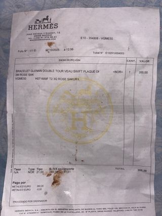 Pulsera Hermès doble vuelta rosa y oro