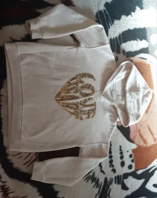 Jersey Zara Beige Corazón Lentejuelas