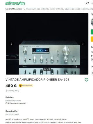 PIONEER SA-608  (235) Amplificador Plata..