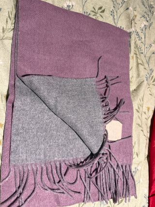 Bufanda Invierno Dos Tonos Morado Gris