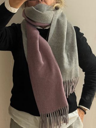 Bufanda Invierno Dos Tonos Morado Gris