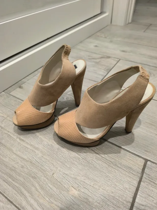 Zapatos de tacón plataforma beige/ salmón