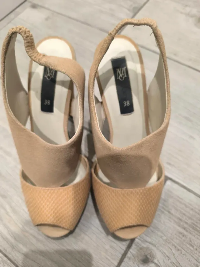 Zapatos de tacón plataforma beige/ salmón