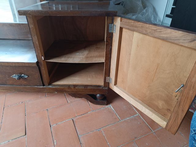 Tocador Antiguo Art Decó Madera y Cristal