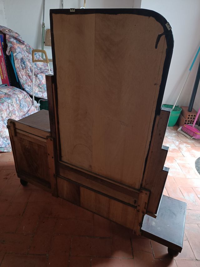 Tocador Antiguo Art Decó Madera y Cristal