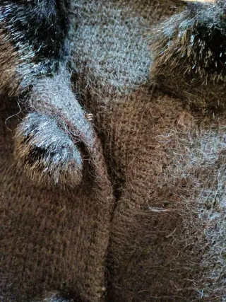 Chaqueta Mohair Negra con Cuello de Pelo