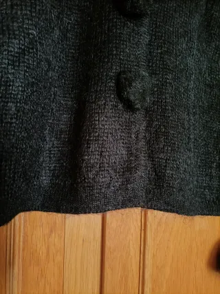 Chaqueta Mohair Negra con Cuello de Pelo
