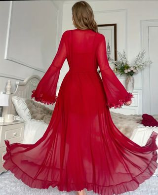 Camisón rojo de manga larga