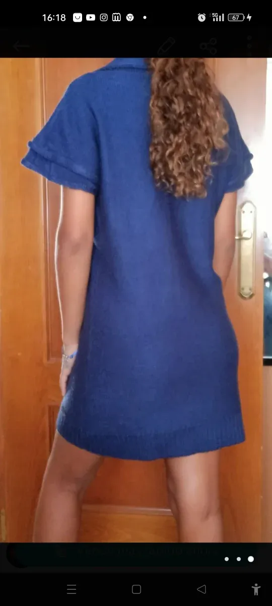Traje de punto azul para mujer
