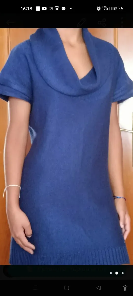 Traje de punto azul para mujer