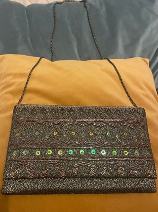 Bolso de fiesta Menbur negro y plateado