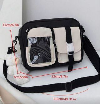 Bolso negro y beige con osito