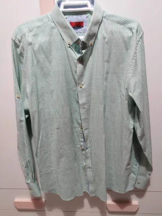 Camisa hombre de rayas verdes y blancas Talla XL
