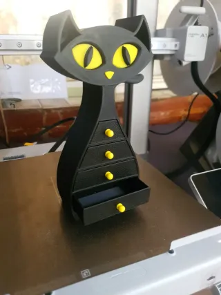 Joyero Gato Negro 3D – Organizador Original