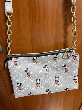 Bolso bandolera Disney beige acolchado.