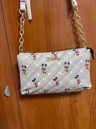 Bolso bandolera Disney beige acolchado.