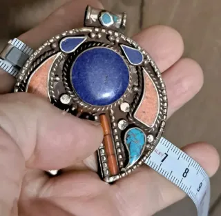 Pendente Tibetano Pietre Dure Blu Arancio