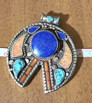 Pendente Tibetano Pietre Dure Blu Arancio