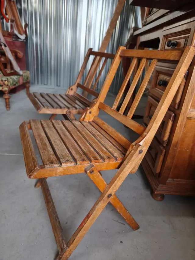 Sedie pieghevoli vintage in legno