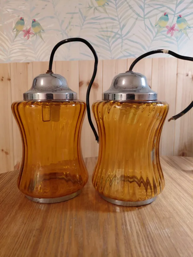 Lampade Vintage in Cristallo Arancione (2 unità)