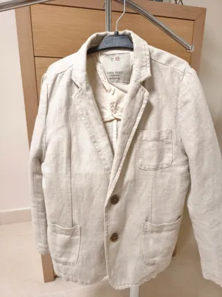 Blazer beige lino Zara Niño Talla 6-7 años (122cm)